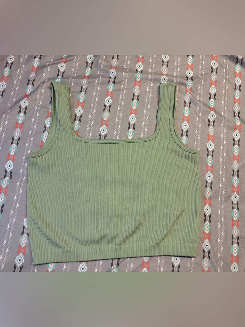 🍄Ribbed Square-Neck Tank Crop Top